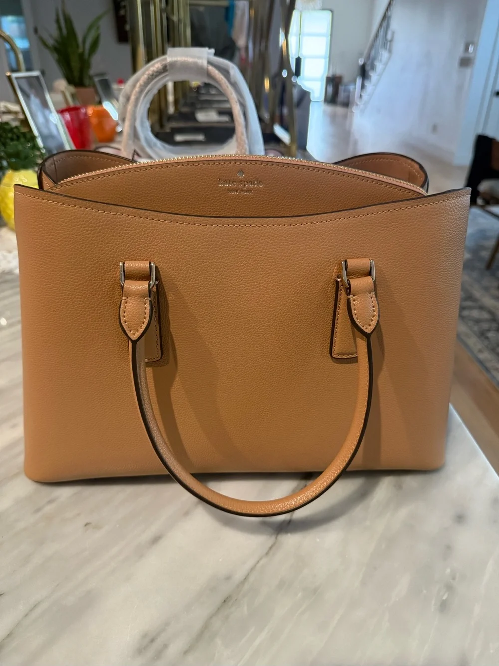 kate spade Pebbled Leather Saddle Brown Tote